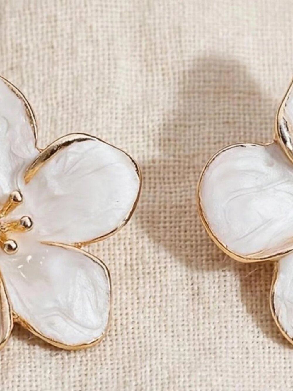 White Enamel Flower Stud Earrings — Fresh Floral Studs